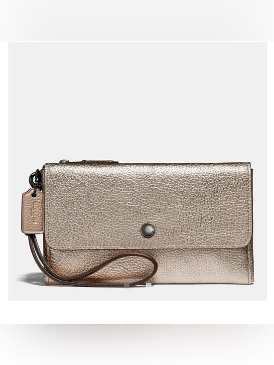 Coach Handbags - Coach Metallic Leather Triple Small Wristlet